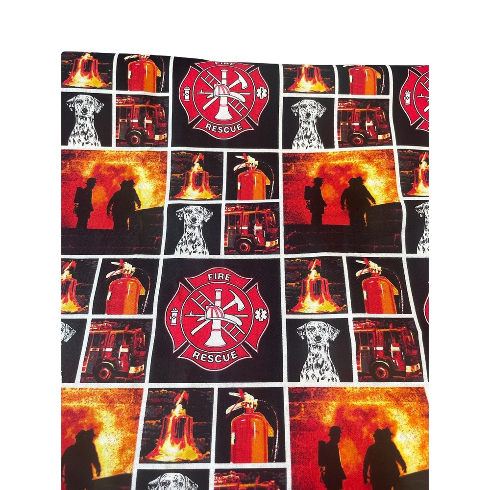 Sykel Enterprises Fire Fighter Fabric BTY 44" Red Black Line of Duty Cotton‎